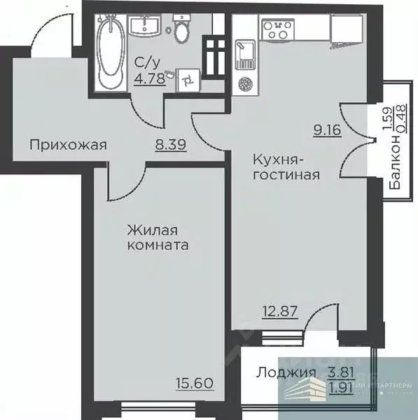 1-к кв. Воронежская область, Воронеж ул. Ломоносова, 116Б (53.2 м) - Фото 0