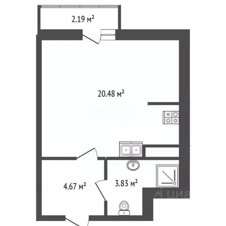 Студия Санкт-Петербург просп. Александровской фермы, 8 (29.1 м) - Фото 1