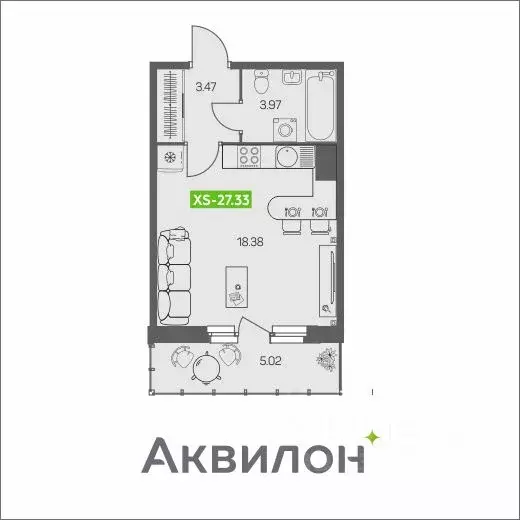 Студия Архангельская область, Архангельск ул. Валявкина, 24 (27.33 м) - Фото 0