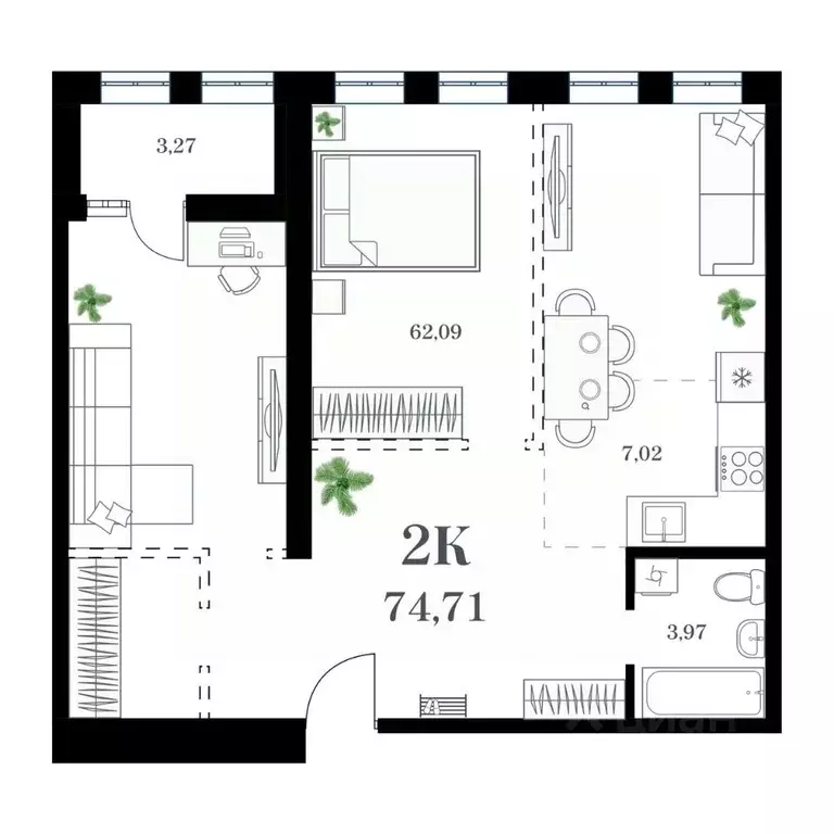 2-к кв. Приморский край, Владивосток ул. Леонова, 54 (74.71 м) - Фото 0