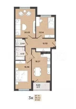 3-к. квартира, 91,5 м, 2/8 эт. - Фото 1