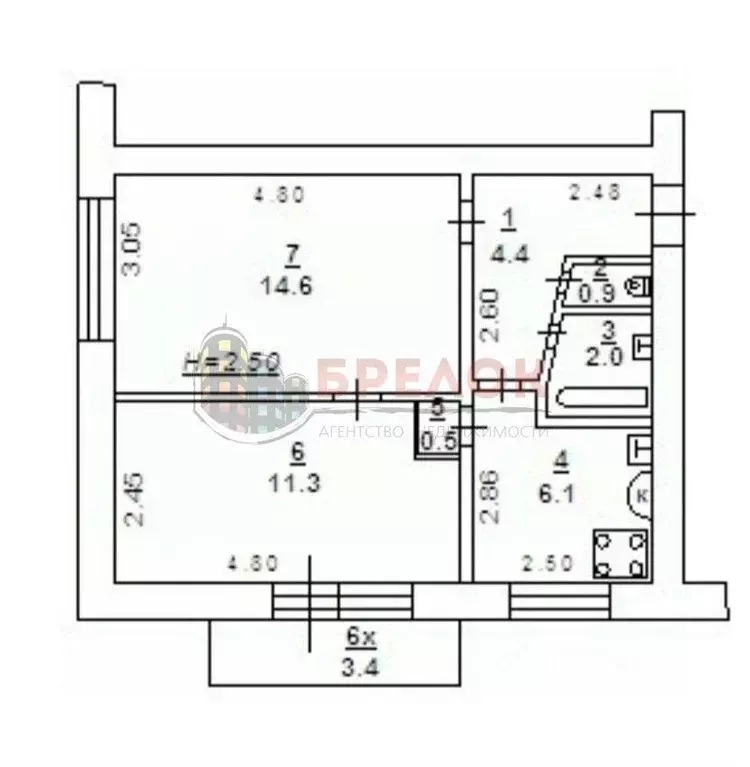 2-к кв. Ростовская область, Ростов-на-Дону просп. Ленина, 150А (40.0 ... - Фото 2