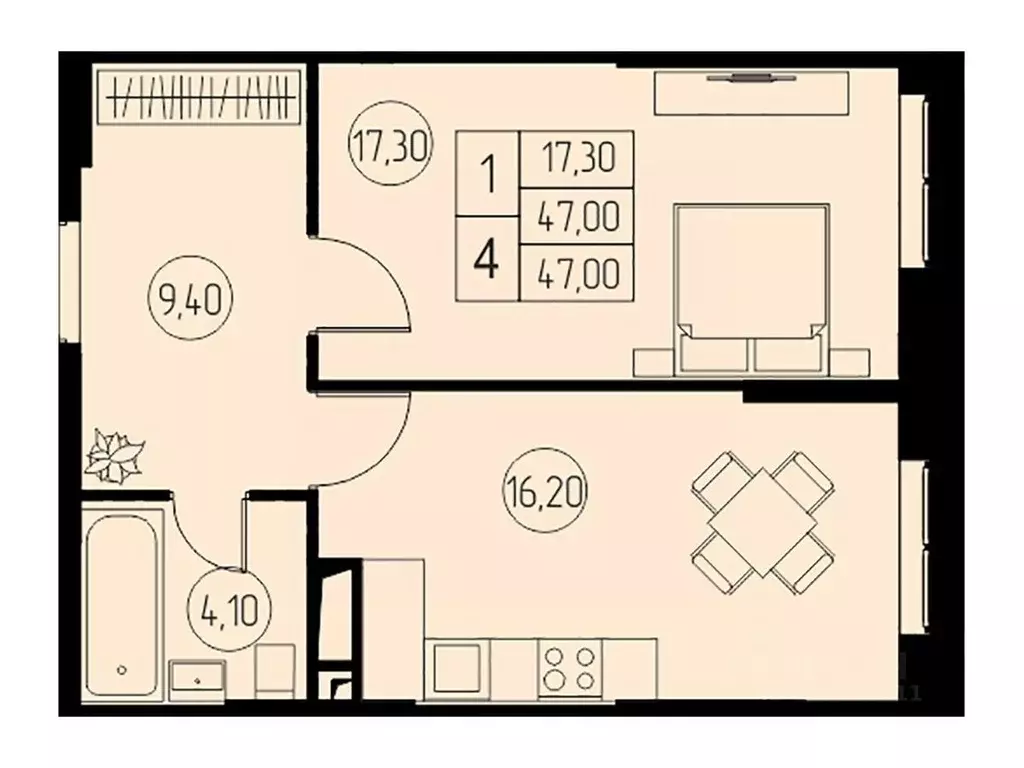 1-к кв. Московская область, Пушкино 31-й квартал жилой комплекс (47.0 ... - Фото 1