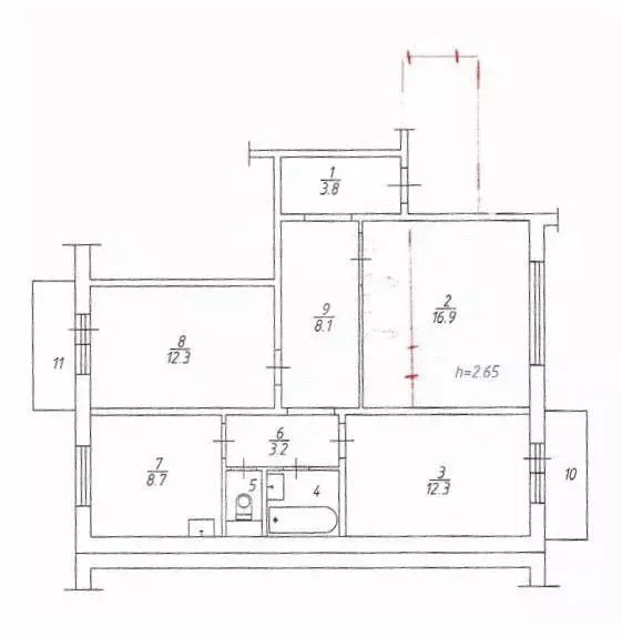 3-к кв. Красноярский край, Красноярск ул. Чернышевского, 108 (68.8 м) - Фото 2