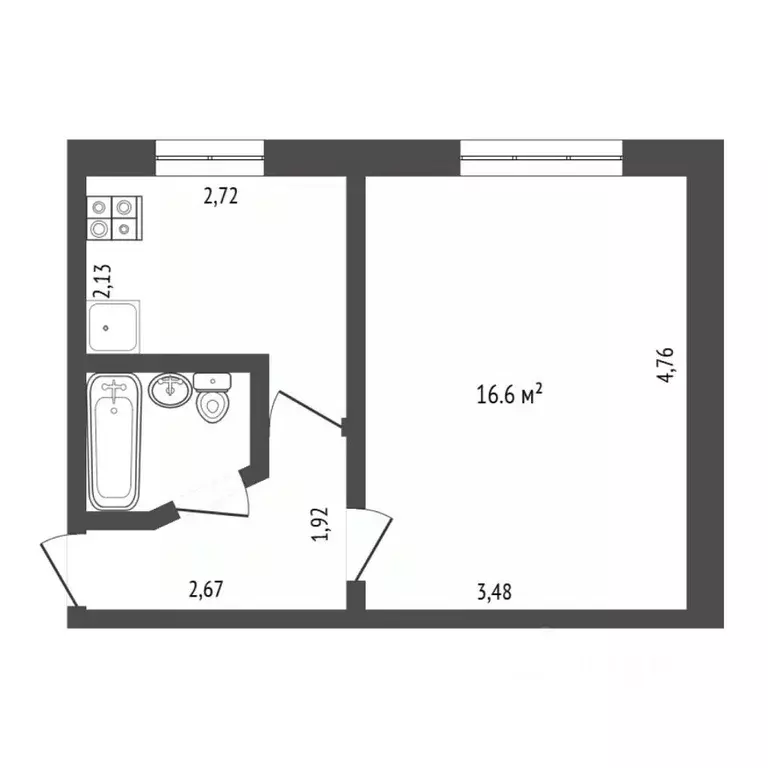 1-к кв. Тюменская область, Тюмень Олимпийская ул., 42 (30.0 м) - Фото 2