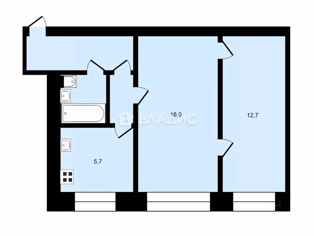 2-к кв. Владимирская область, Владимир ул. Василисина, 12Б (44.0 м) - Фото 2