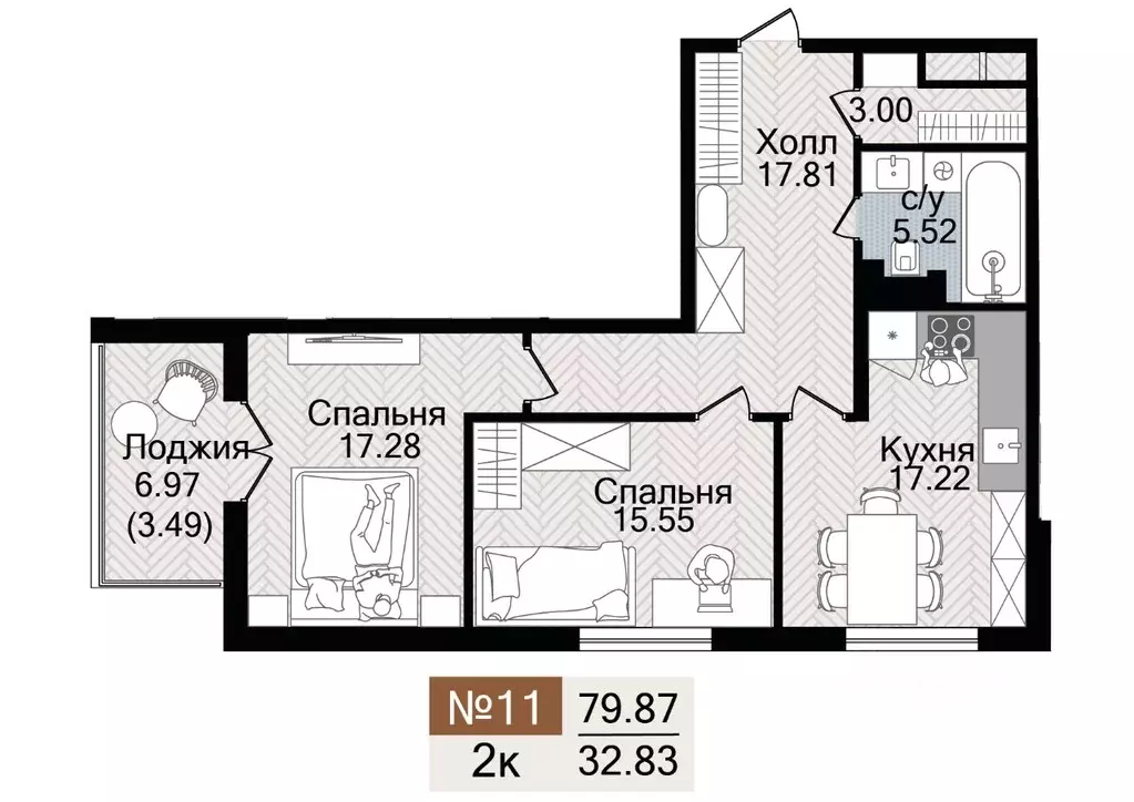 2-к кв. Калининградская область, Гурьевск  (79.87 м) - Фото 1