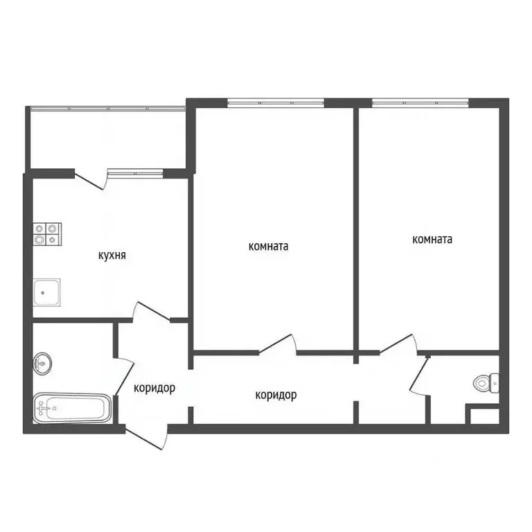 2-к кв. Воронежская область, Хохольский рп ул. Спортивная, 26/4 (58.21 ... - Фото 1