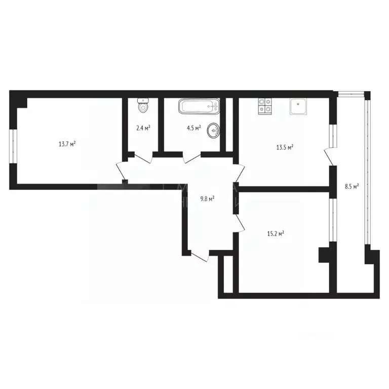 2-к кв. Тюменская область, Тюмень ул. Николая Никитина, 6 (60.0 м) - Фото 1