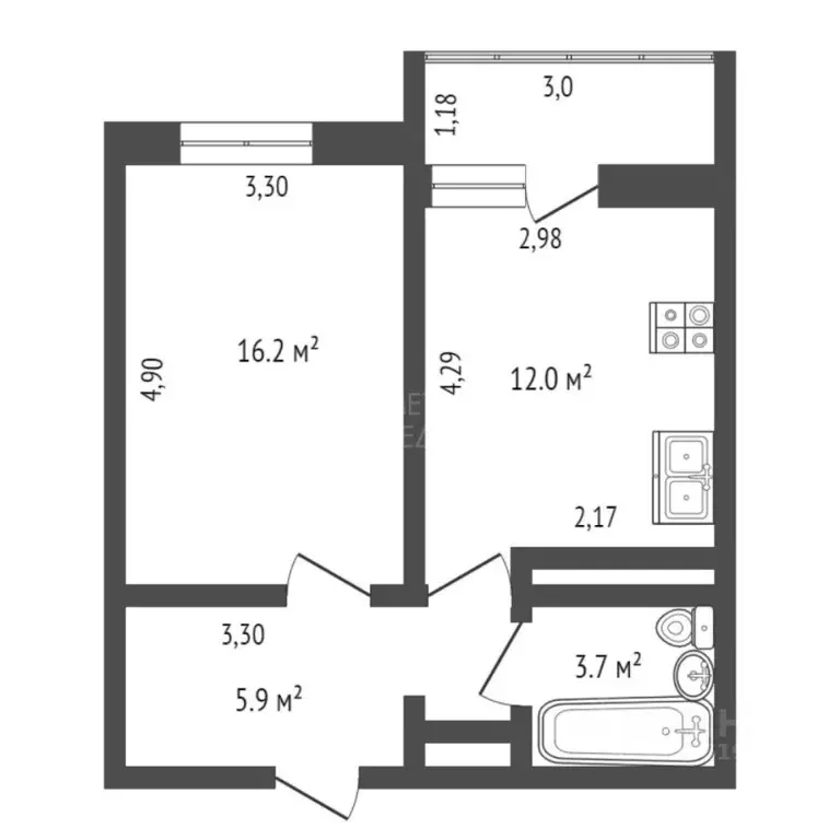 1-к кв. Тюменская область, Тюмень ул. Николая Зелинского, 19 (39.0 м) - Фото 1