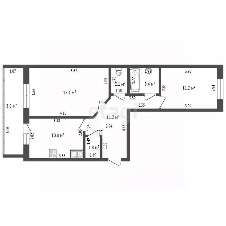 2-к кв. Марий Эл, Йошкар-Ола ул. Машиностроителей, 89 (61.0 м) - Фото 1