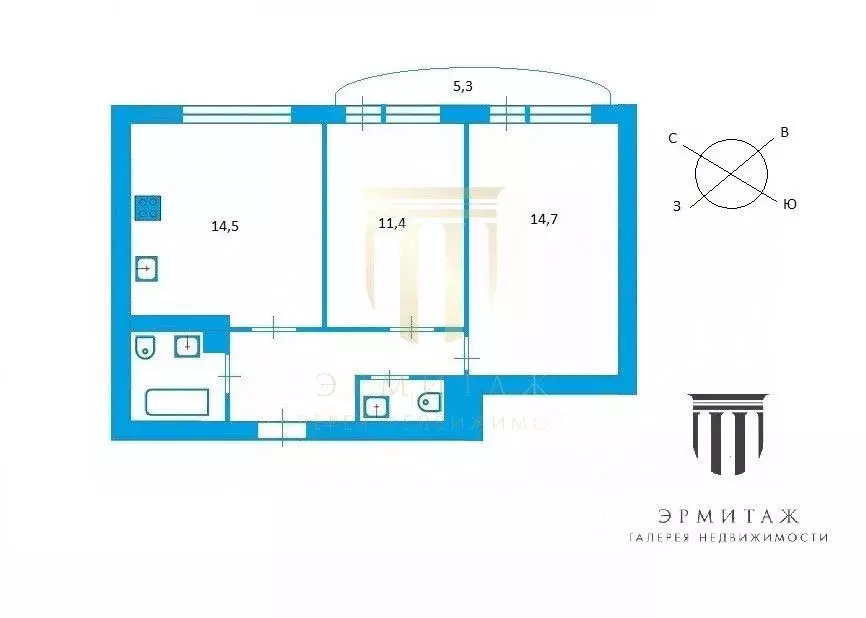 2-к кв. Санкт-Петербург Усть-Славянка тер., ул. Заводская, 15 (53.0 м) - Фото 2