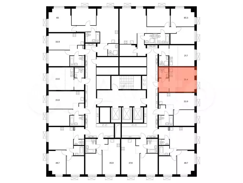 Квартира-студия, 25,4м, 17/24эт. - Фото 1