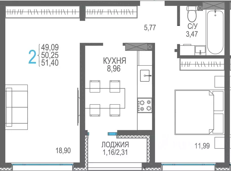 2-к кв. Крым, Сакский район, Лесновское с/пос, с. Прибрежное Розовое ... - Фото 1