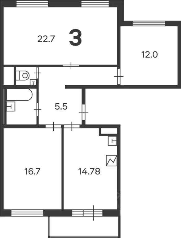 3-к кв. Москва ул. Кварцевая, 4к1 (81.9 м) - Фото 2
