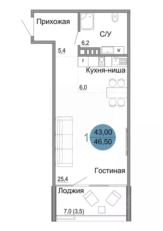 1-к кв. Крым, Керчь Белый город жилой комплекс (46.5 м) - Фото 0