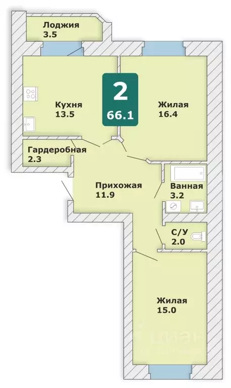 2-к кв. Чувашия, Чебоксары Новый Город мкр, Время жить жилой комплекс ... - Фото 1