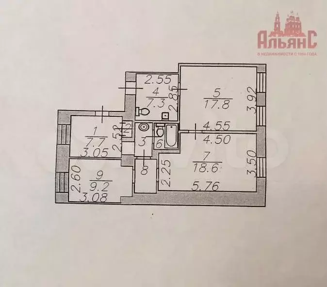 3-к. квартира, 68,5 м, 2/2 эт. - Фото 0