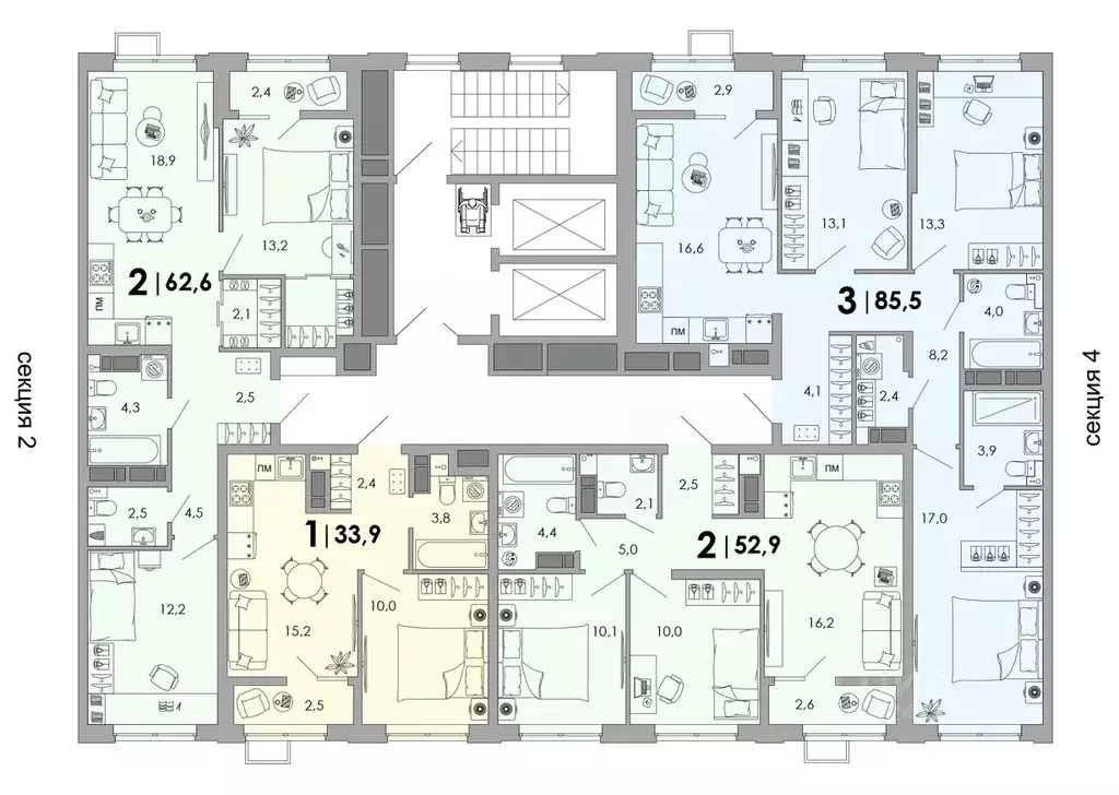 2-к кв. Владимирская область, Владимир Уно жилой комплекс (62.6 м) - Фото 2