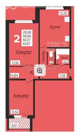2-комнатная квартира: Смоленск, улица Седова, 18 (62 м) - Фото 1