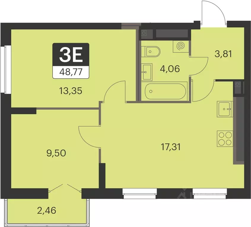 2-к кв. Свердловская область, Екатеринбург ул. Академика Ландау, 39А ... - Фото 1