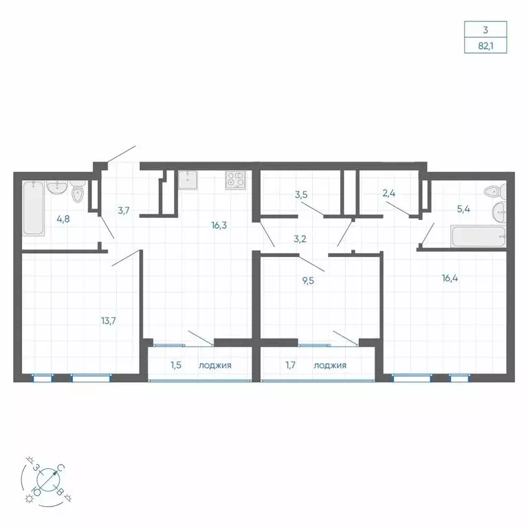 3-комнатная квартира: Екатеринбург, улица Вильгельма де Геннина, 59 ... - Фото 1