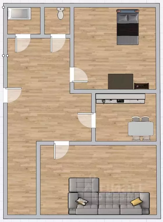 2-к кв. Курская область, Курск ул. Чехова, 8 (49.0 м) - Фото 2