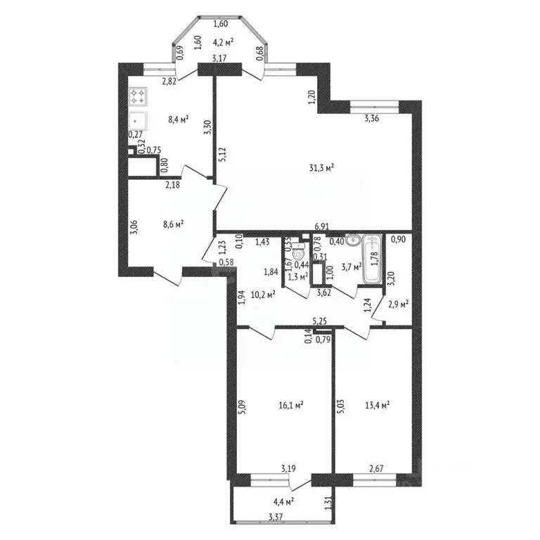 3-к кв. Башкортостан, Уфа Бакалинская ул., 25 (95.0 м) - Фото 2