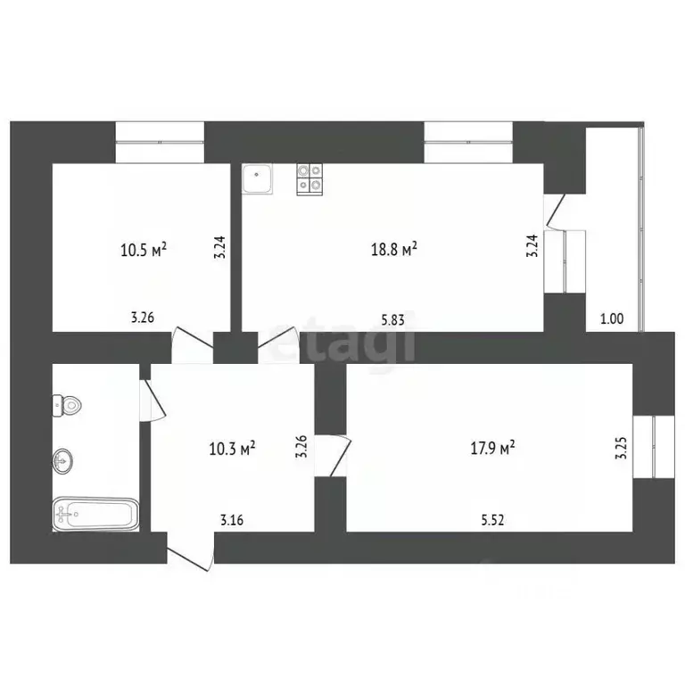 3-к кв. Самарская область, Самара ул. Мяги, 24А (70.0 м) - Фото 2