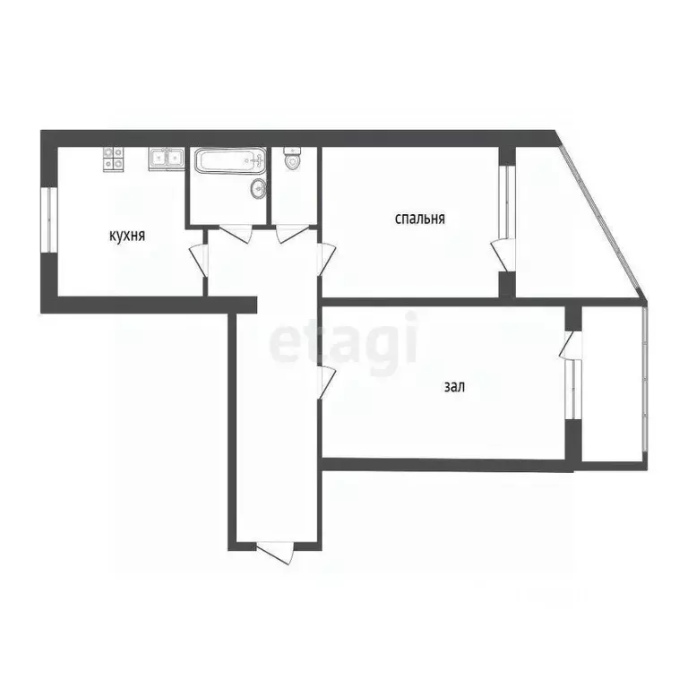 2-к кв. Крым, Симферополь ул. Ковыльная (63.0 м) - Фото 1