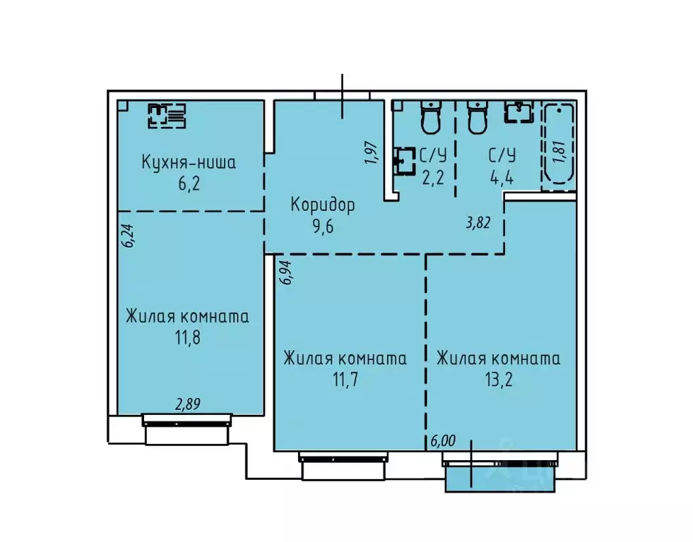 3-к кв. Иркутская область, Иркутск Култукская ул., 16 (60.1 м) - Фото 1