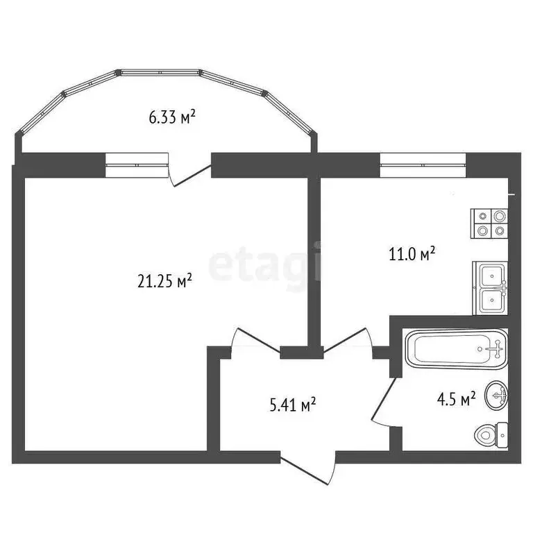 1-комнатная квартира: Белгород, Харьковская улица, 3 (50.1 м) - Фото 1