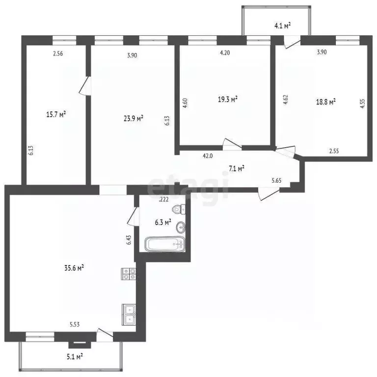 4-к кв. Ростовская область, Ростов-на-Дону Тургеневская ул., 53 (130.0 ... - Фото 2