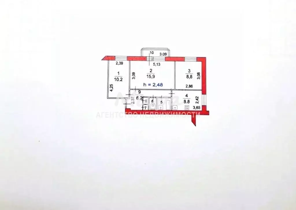 3-к кв. Московская область, Люберцы Московская ул., 9 (54.0 м) - Фото 2