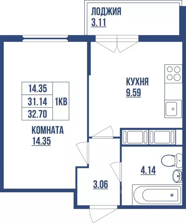 1-к кв. Санкт-Петербург ул. Вадима Шефнера, 4 (32.7 м) - Фото 0