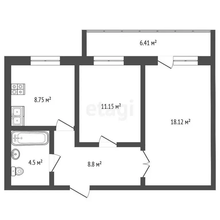 2-комнатная квартира: Тобольск, 10-й микрорайон, 9А (51.3 м) - Фото 1