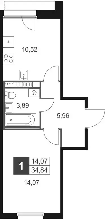 1-комнатная квартира: Ленинградская область, Гатчинский муниципальный ... - Фото 1