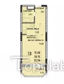 Студия Тульская область, Тула Рязанская ул., 19 (28.1 м) - Фото 2