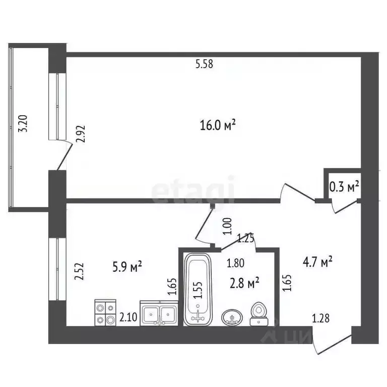 1-к кв. Саха (Якутия), Якутск ул. Хабарова, 3 (29.6 м) - Фото 2