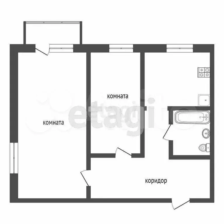 2-к. квартира, 41,7 м, 2/3 эт. - Фото 0