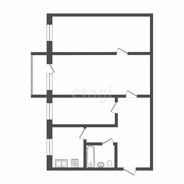 3-комнатная квартира: Тюмень, улица Пермякова, 18 (58.1 м) - Фото 1