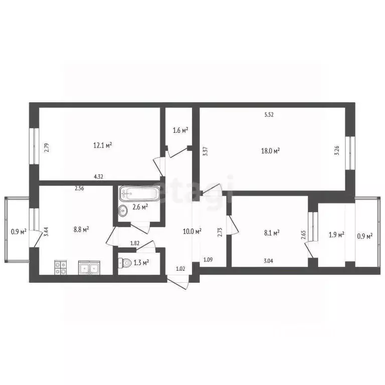 2-к кв. Крым, Евпатория ул. Интернациональная, 51А (66.2 м) - Фото 2