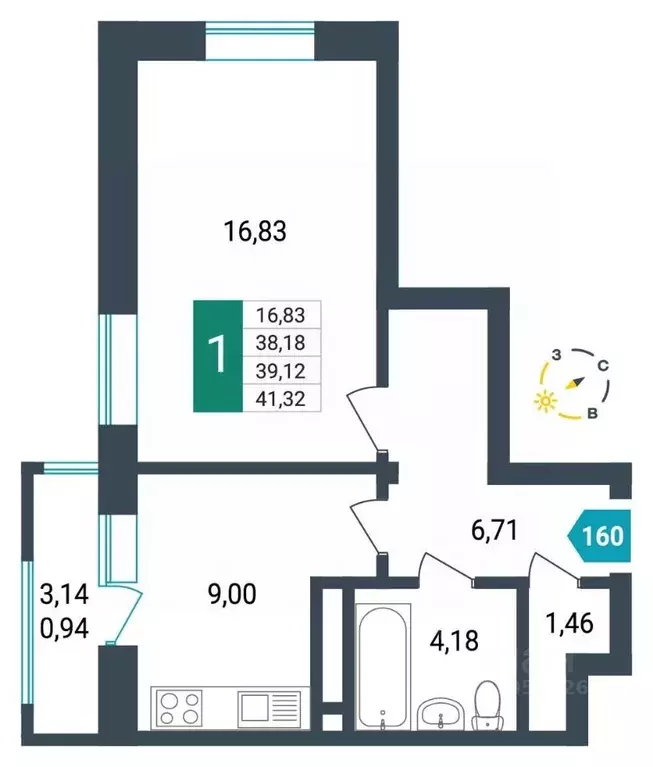 1-к кв. Забайкальский край, Чита ул. Бабушкина, 42Б (39.12 м) - Фото 0