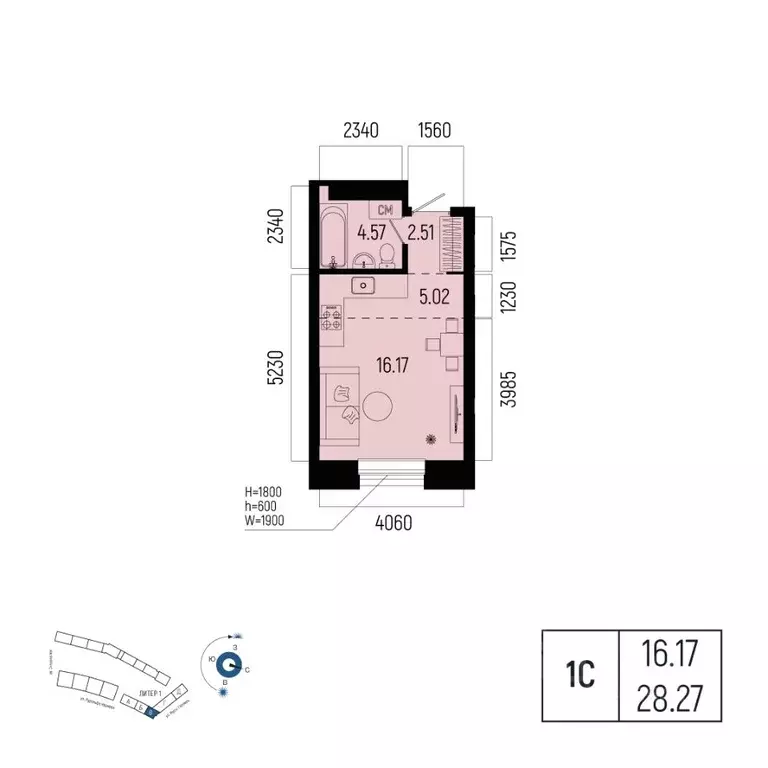 1-к кв. Башкортостан, Уфа Глумилино-1 мкр, Новатор жилой комплекс ... - Фото 1