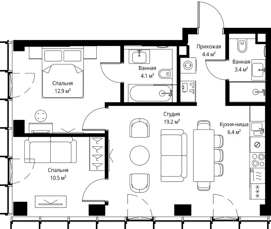 2-комнатная квартира: Москва, 2-я Хуторская улица, 34 (60.9 м) - Фото 1