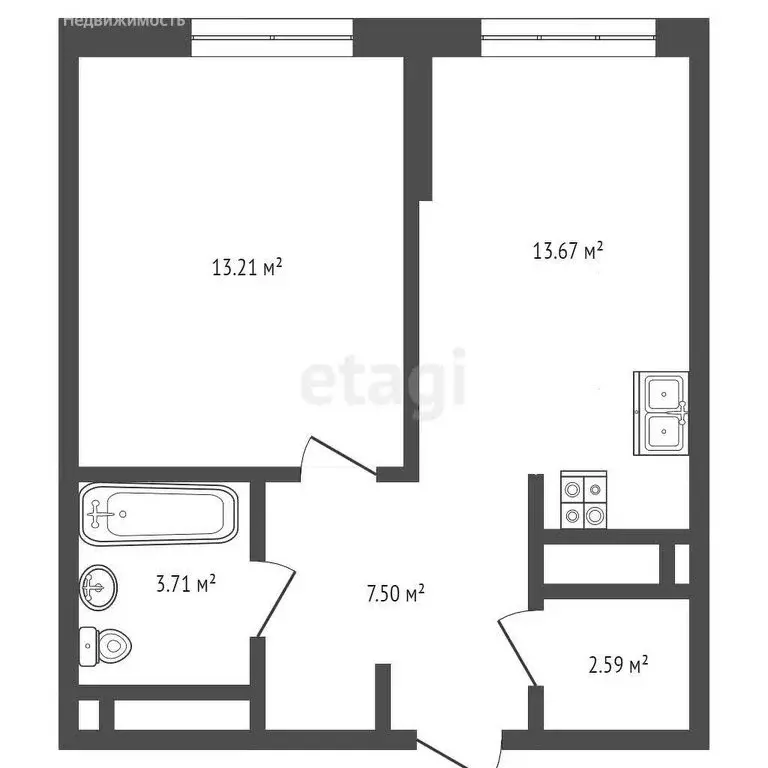 1-комнатная квартира: Тюмень, улица Андрея Приказнова, 7 (40.68 м) - Фото 1
