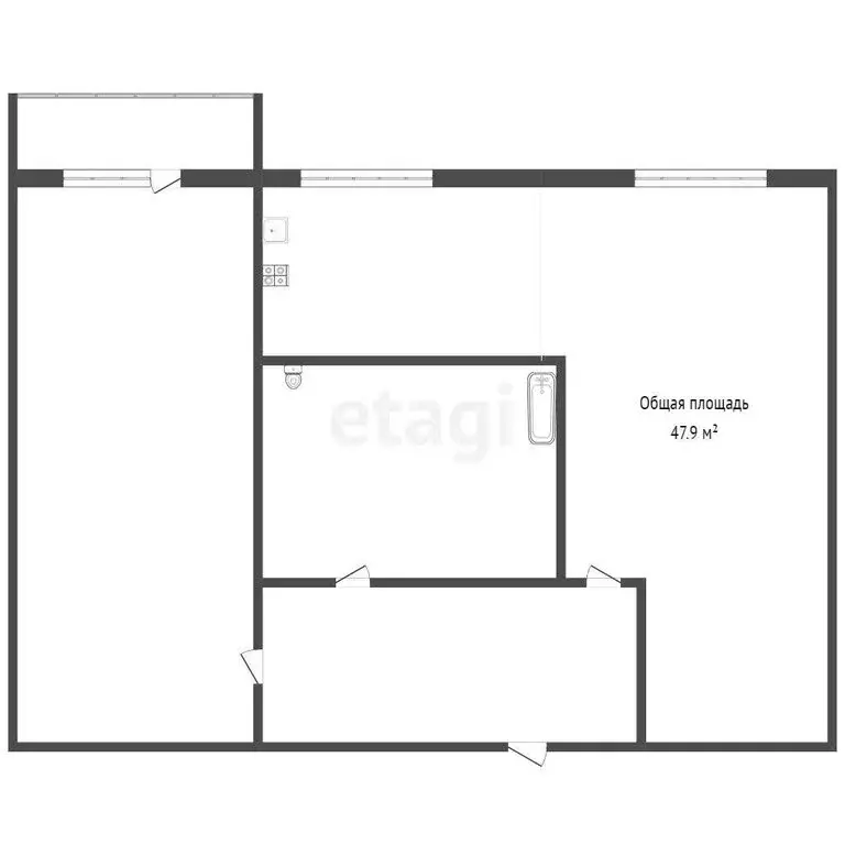 2-комнатная квартира: Бийск, улица Георгия Прибыткова, 10/1 (47.9 м) - Фото 1