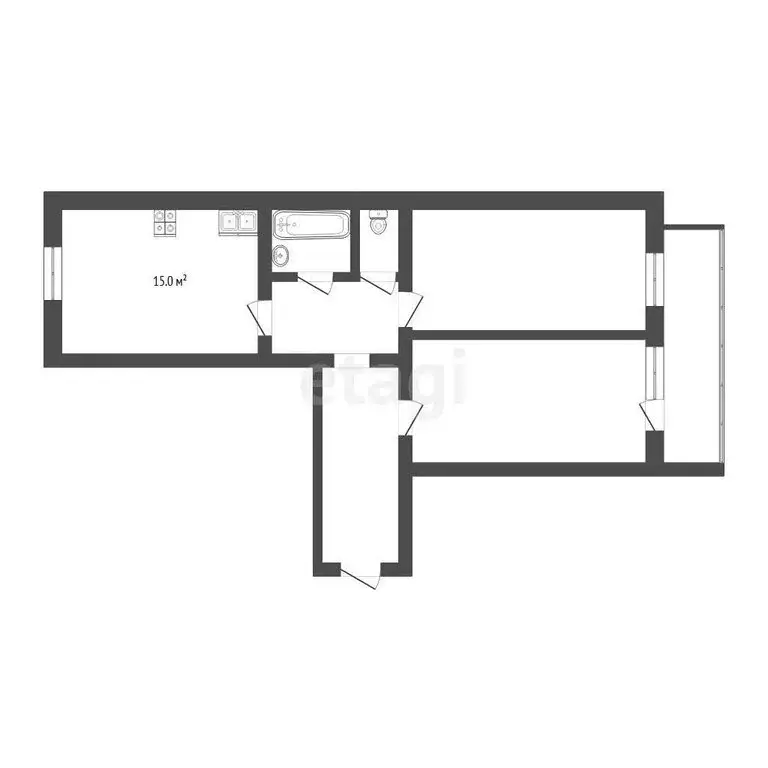 2-комнатная квартира: Тюмень, улица Салтыкова-Щедрина, 58 (76 м) - Фото 1