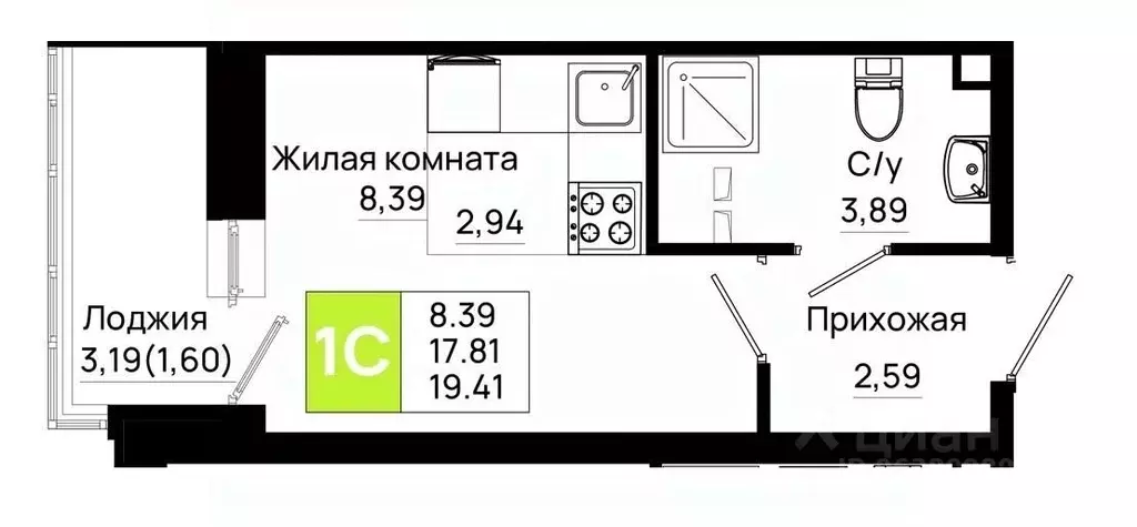 Студия Ростовская область, Ростов-на-Дону Нефтекачка кв-л, Октябрь ... - Фото 0