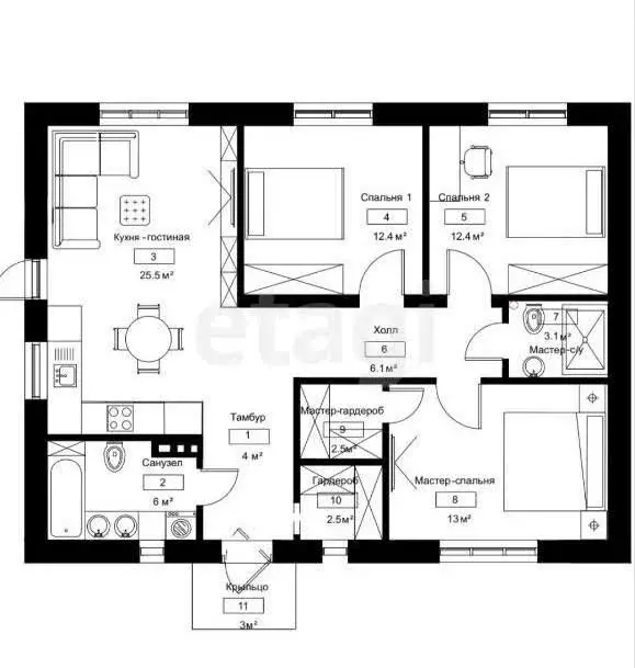 Дом в село Пестрецы, улица Осипова (92.8 м) - Фото 1